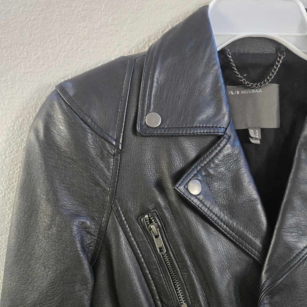 Muubaa Kajana Black Leather Biker Jacket size 4 US 8 UK - Picture 6 of 11